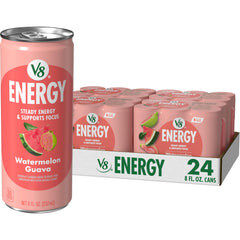 V8 Energy Watermelon Guava can front view with a refreshing caffeine boost.