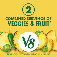 V8 Pineapple Jalapeno glass pour capturing refreshing post-workout juice