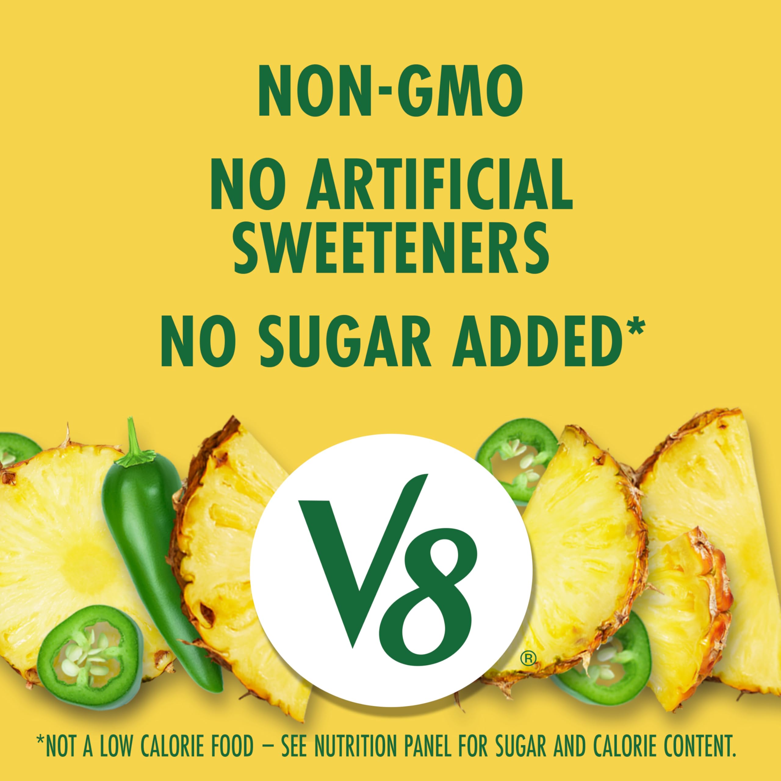 V8 Pineapple Jalapeno six-pack display emphasizing convenience and on-the-go hydration