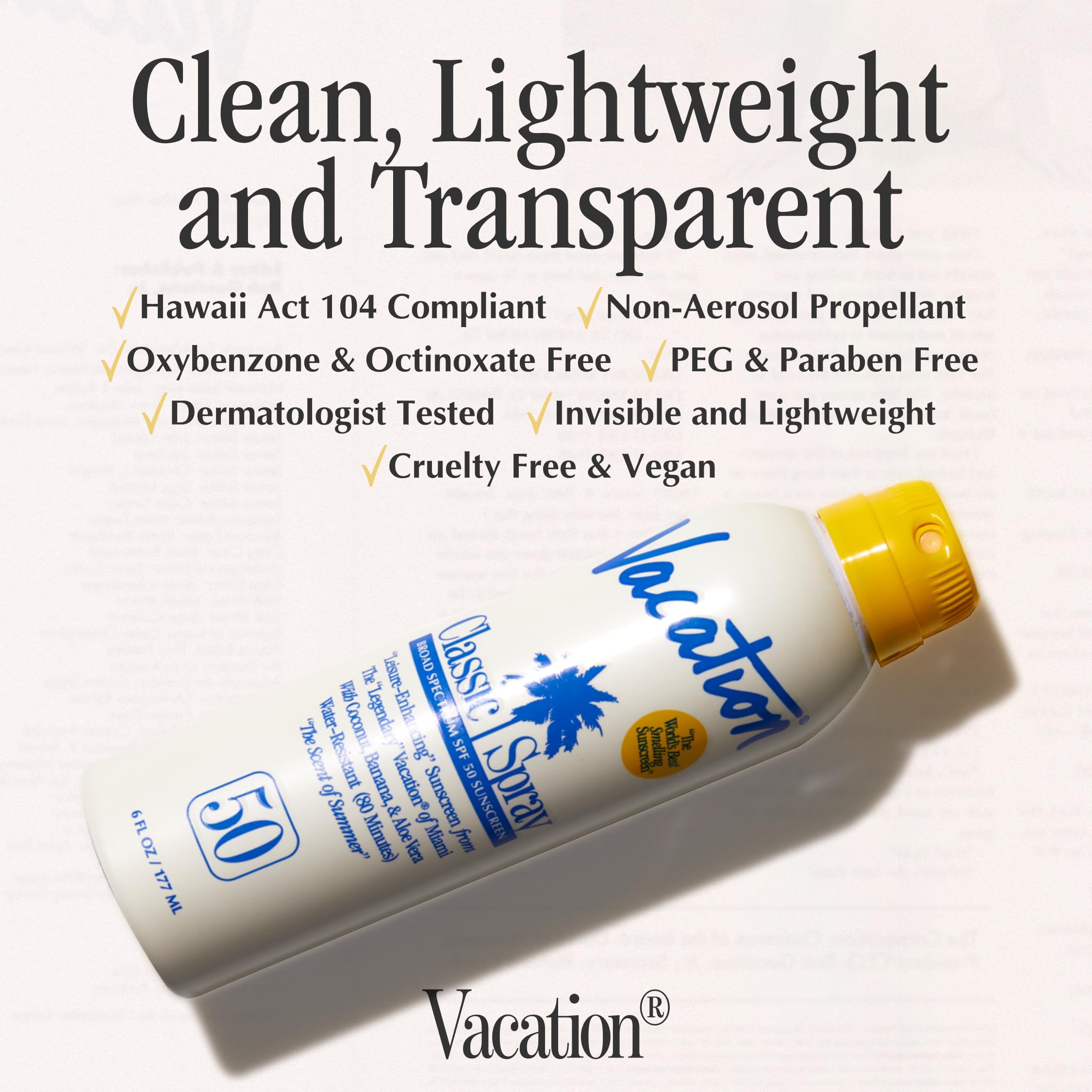 Vacation Air Freshener bottle highlights award-winning scent for fresh spaces.