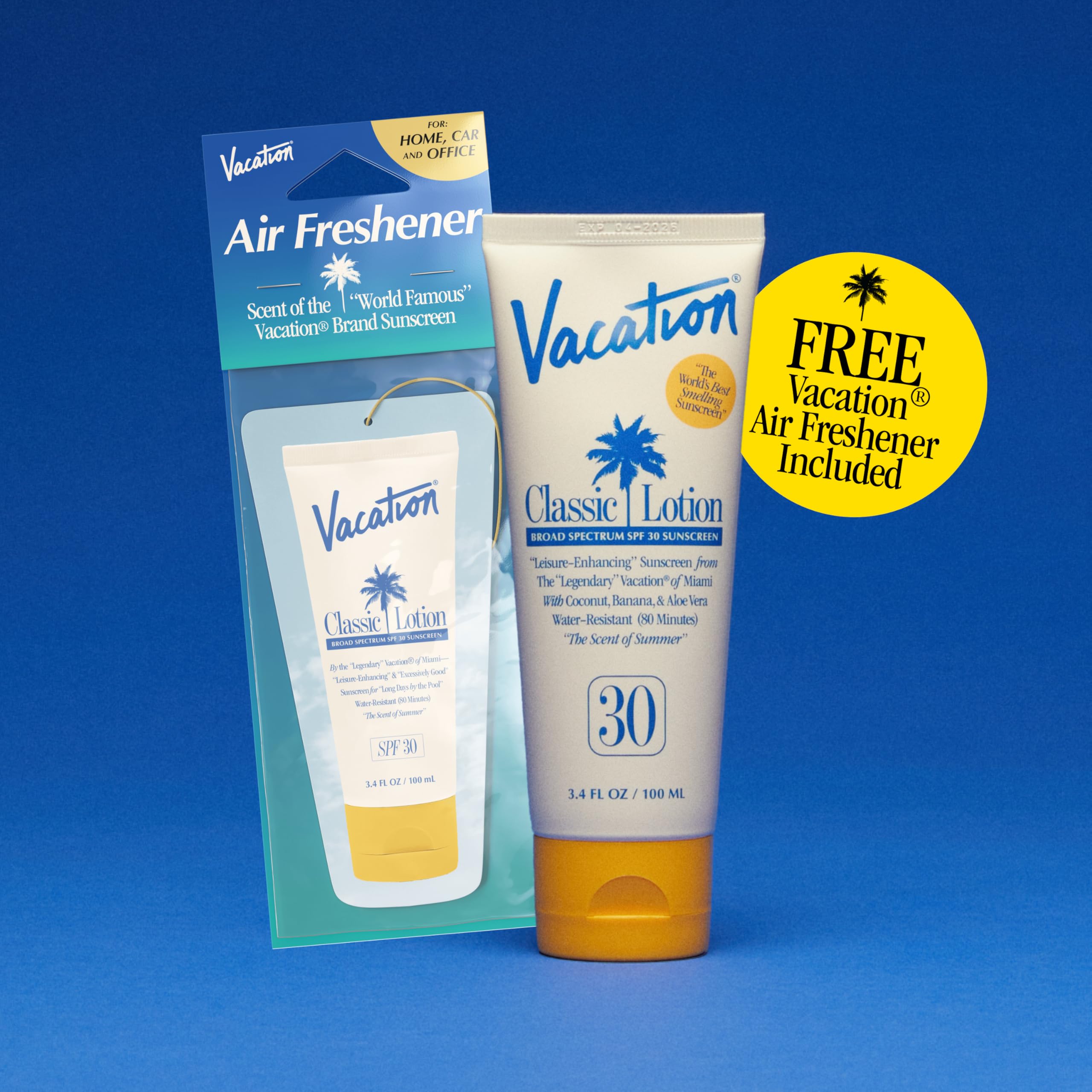 Vacation Bundle packaging showing sunscreen and air freshener together