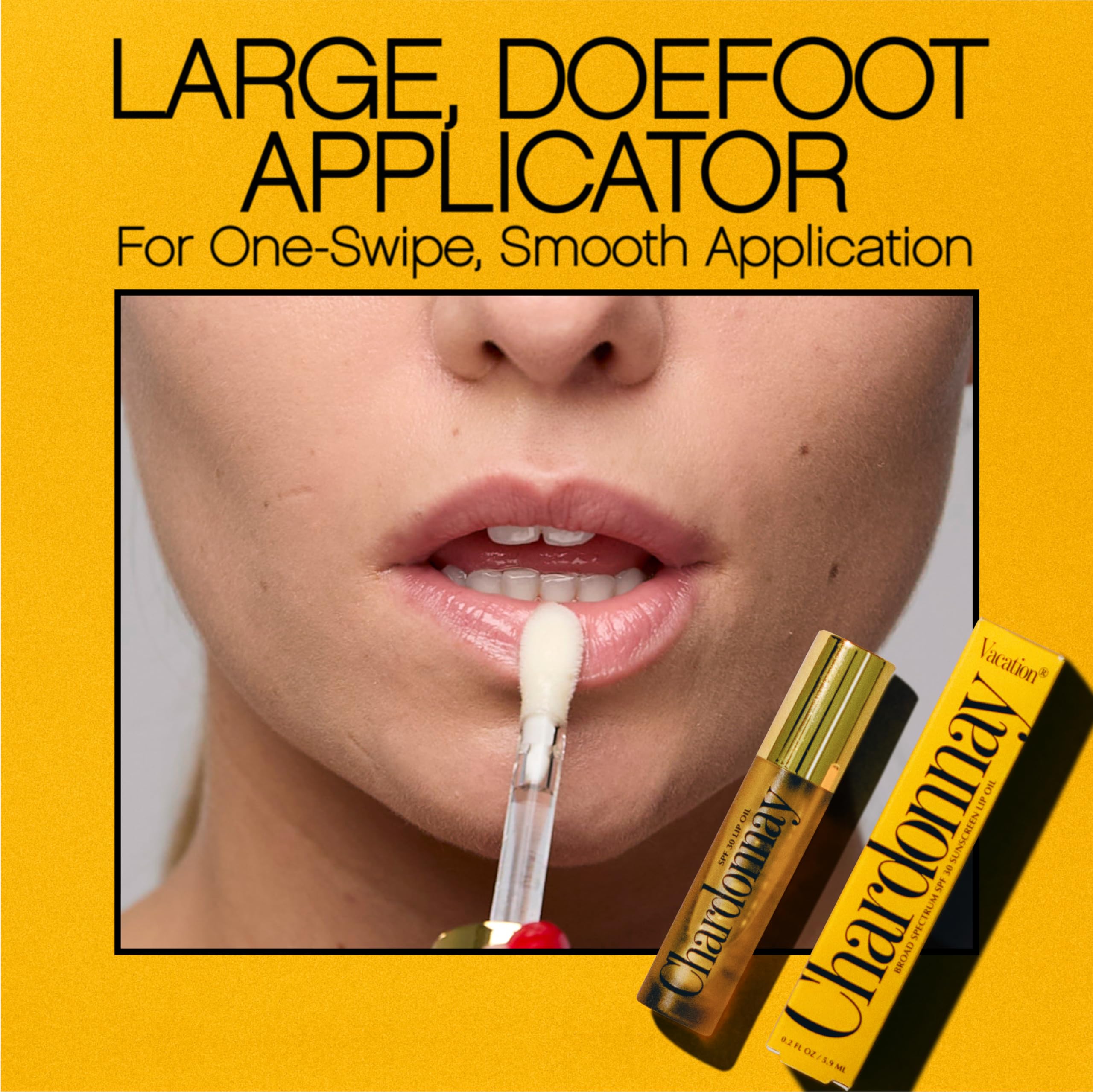 Vacation Chardonnay Lip Oil SPF 30 hydration emphasizes plump, moisturized lips
