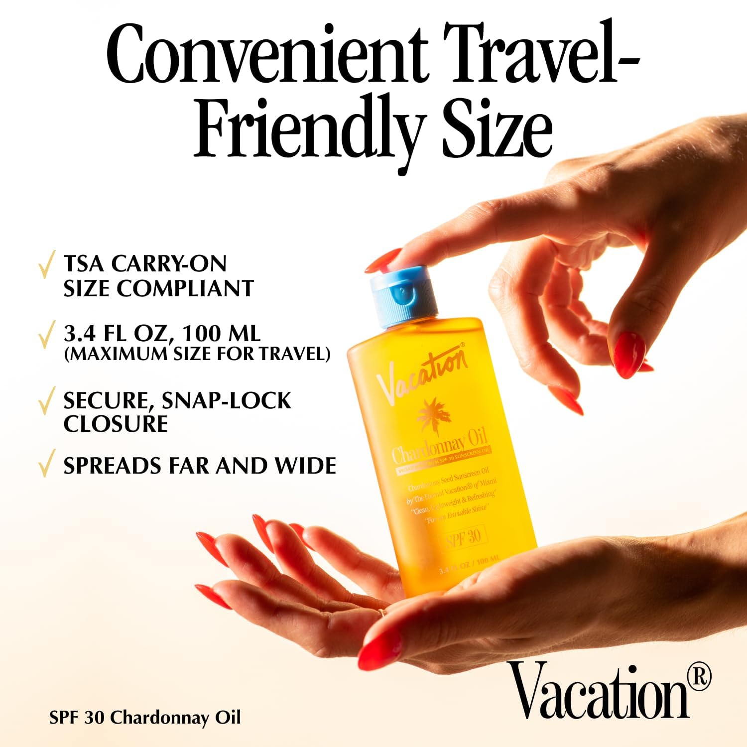 Vacation Chardonnay Oil SPF 30 invisible on all skin tones