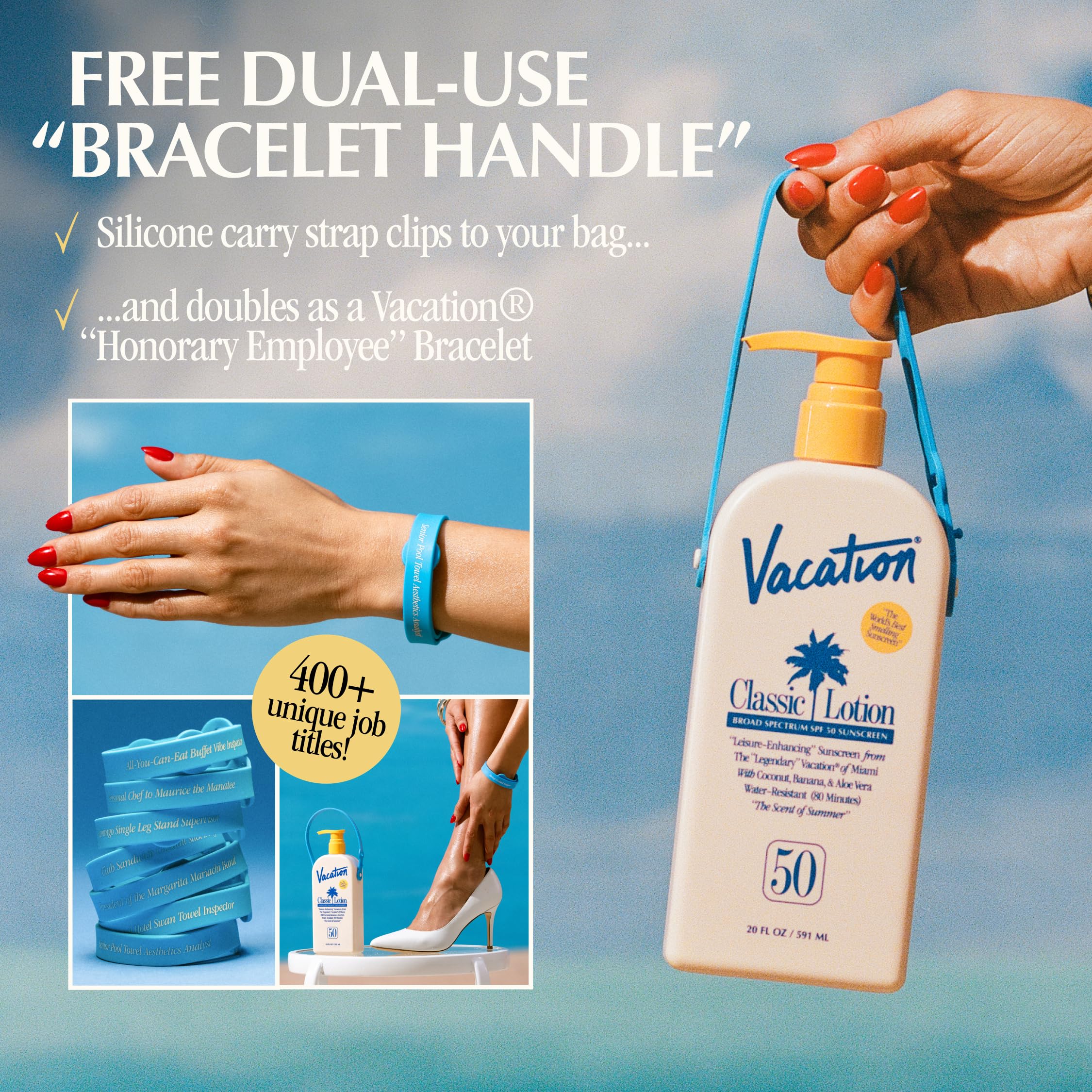 PowerPump design with detachable bracelet handle for quick adventures.