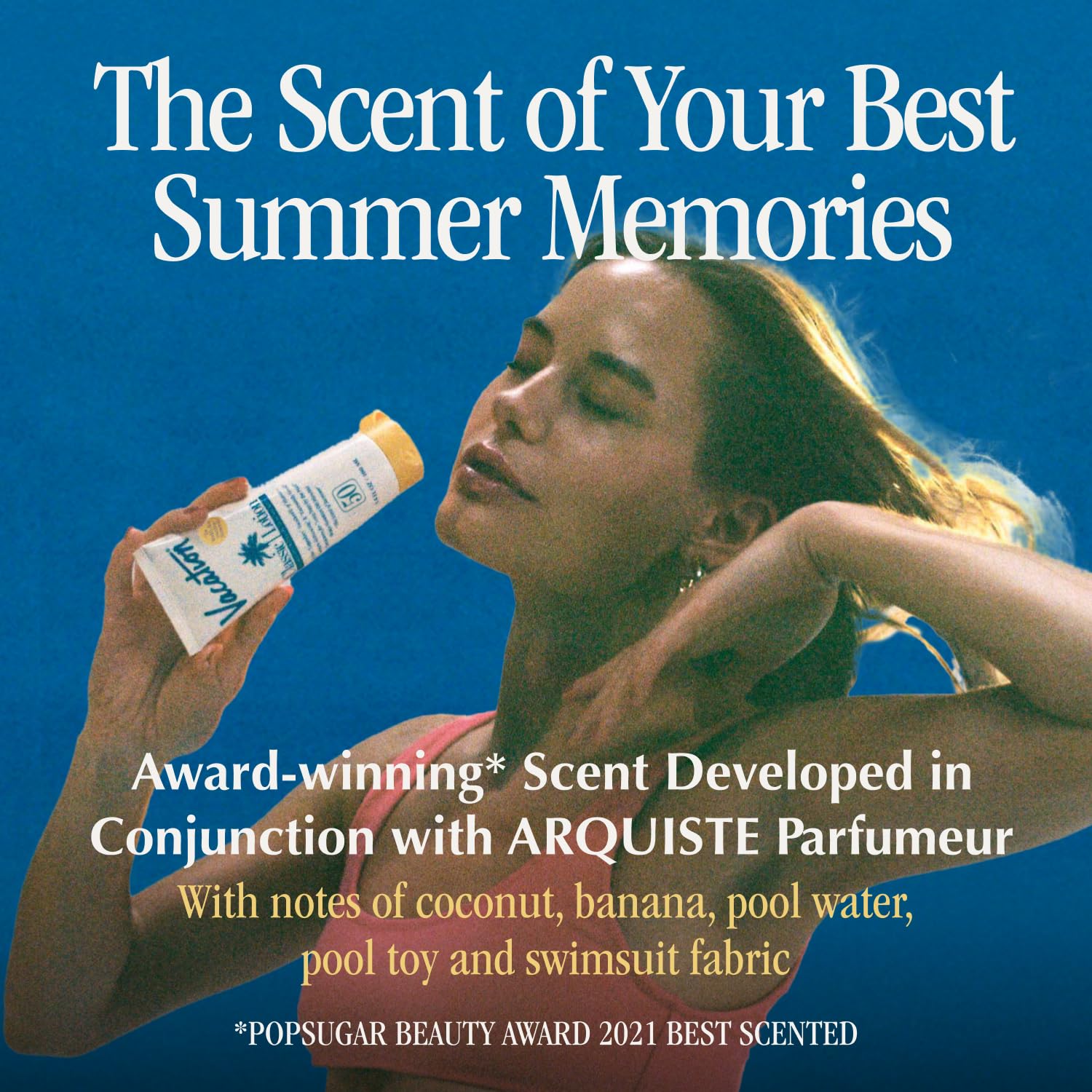 Vacation Classic sunscreen rub-in action demonstrates quick absorption and invisible finish.