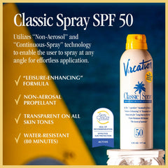 Vacation Classic Sunscreen Spray angle view demonstrates easy upside-down application.