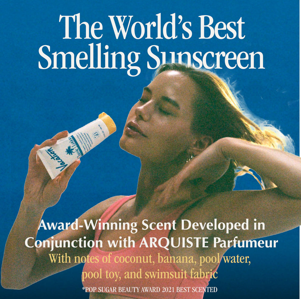 VACATION Hawaii Act 104 compliant sunscreen packaging visible.