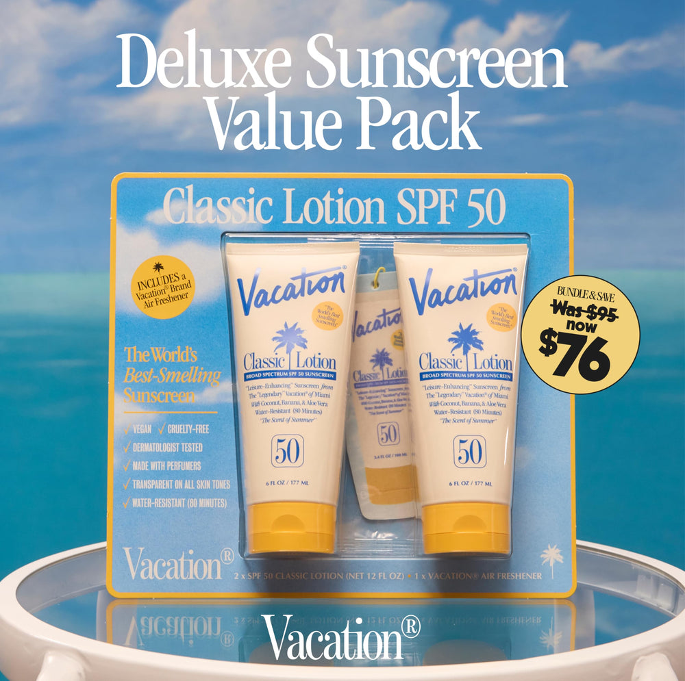 VACATION scent notes of coconut and banana evoke poolside paradise.