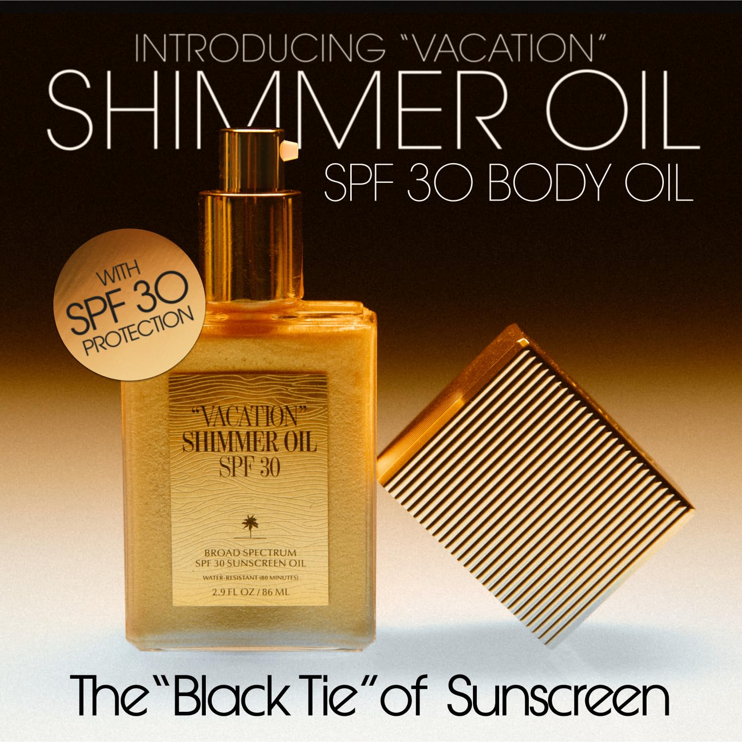 VACATION Shimmer Oil SPF 30 being applied for a luminous, even glow