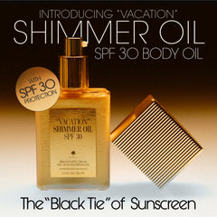 VACATION Shimmer Oil SPF 30 being applied for a luminous, even glow