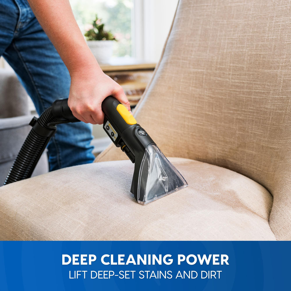 Vacmaster CCS03 foaming action on stained carpet demonstrates deep-clean potential