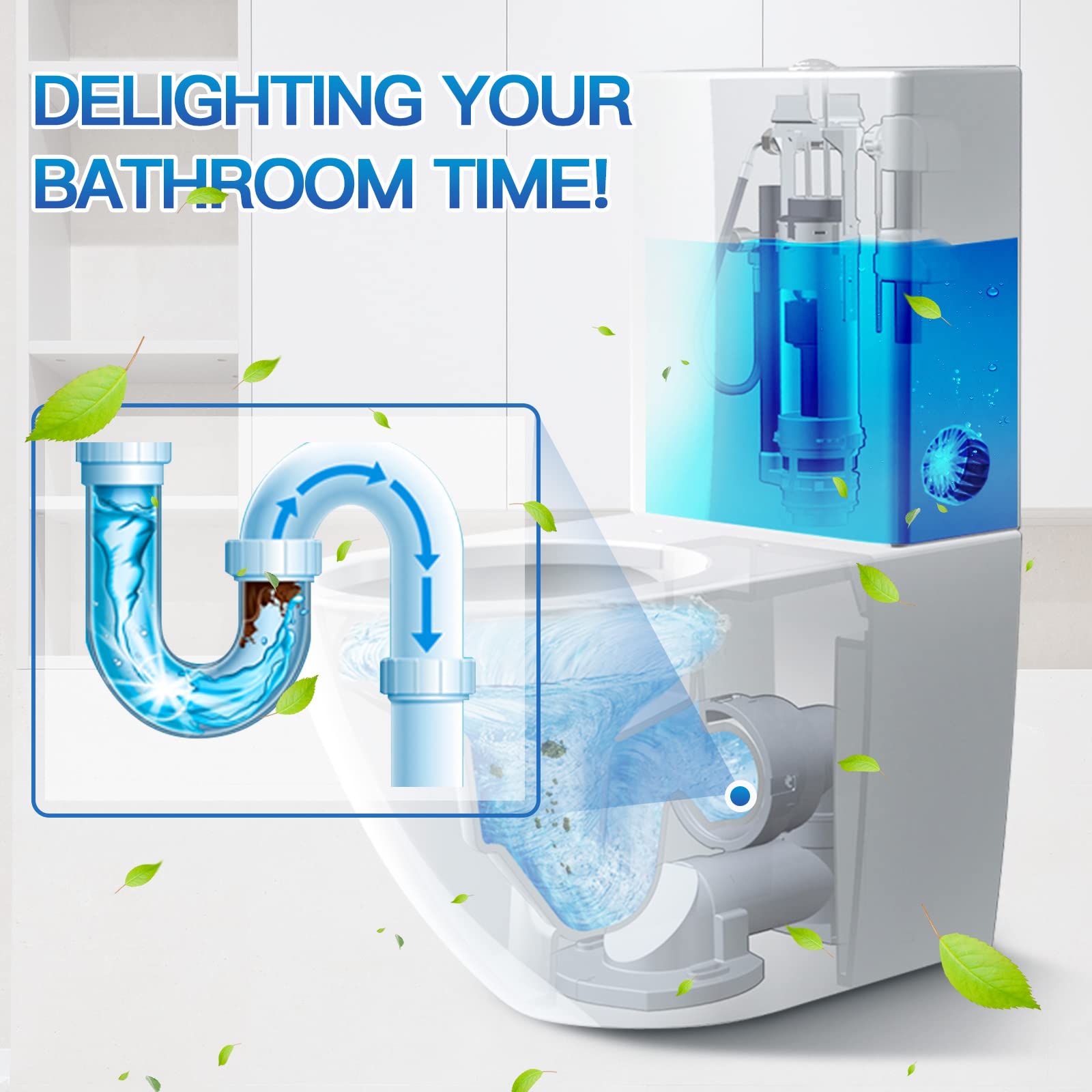 Vacplus 30-pack tablets for long-lasting bathroom freshness