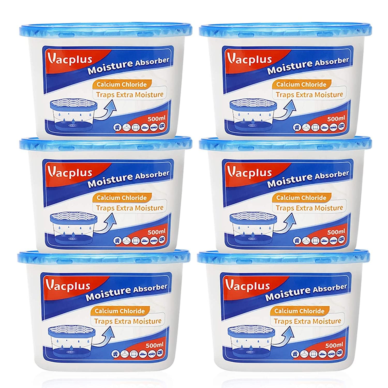 Vacplus moisture absorber in bathroom box capturing excess moisture for a drier air