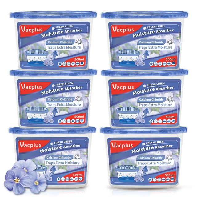 Vacplus moisture absorbers in a bathroom cabinet with fresh linen scent