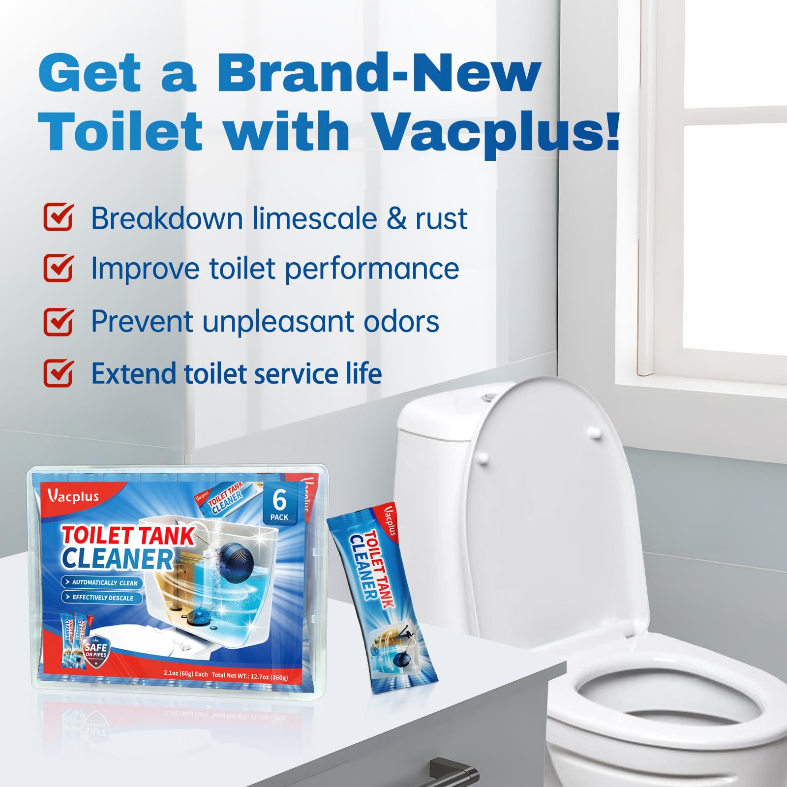 Vacplus odor-free tank after use suggests a fresh, clean bathroom experience.