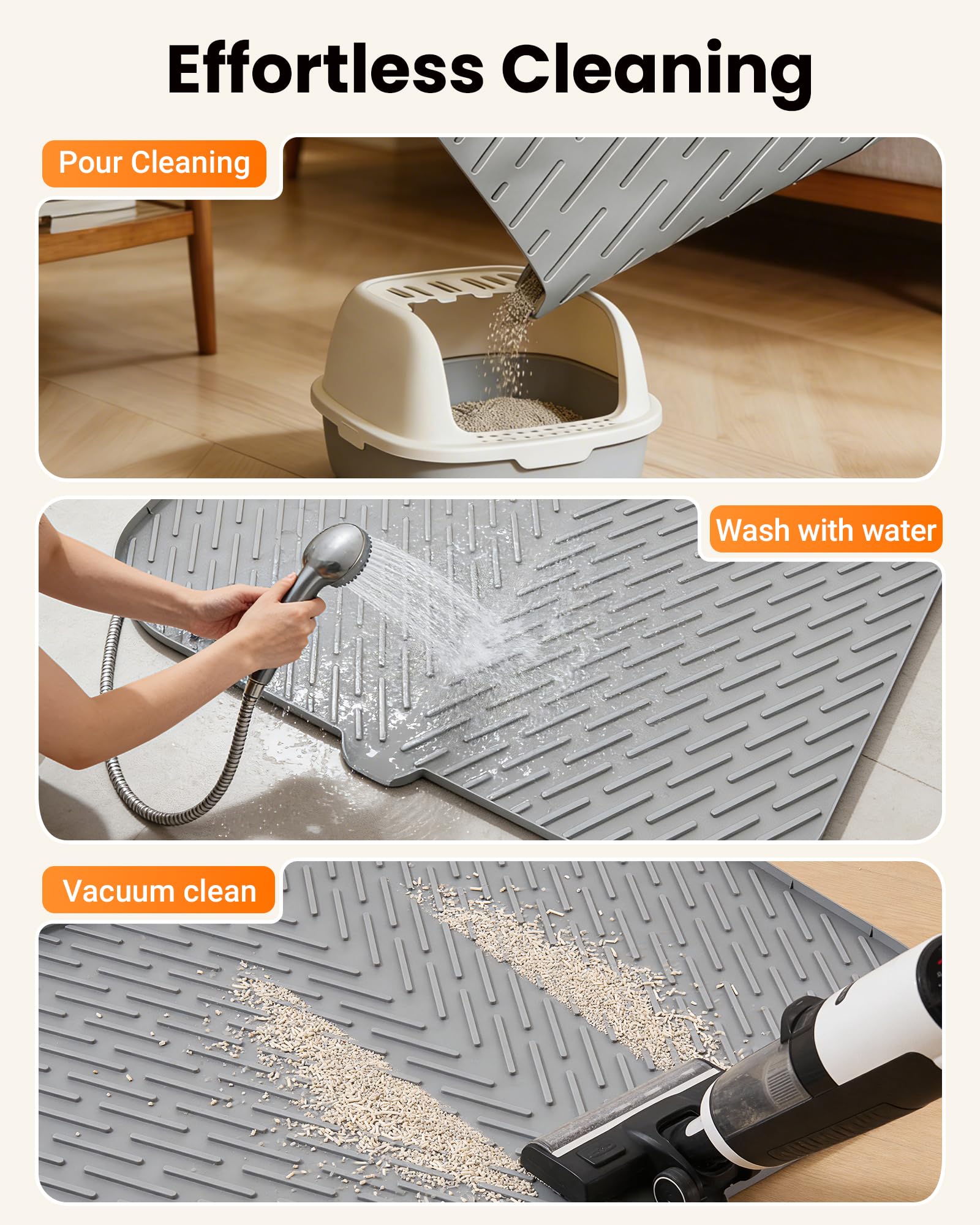 Flexible and rollable Vacqueen mat in grey for easy storage.