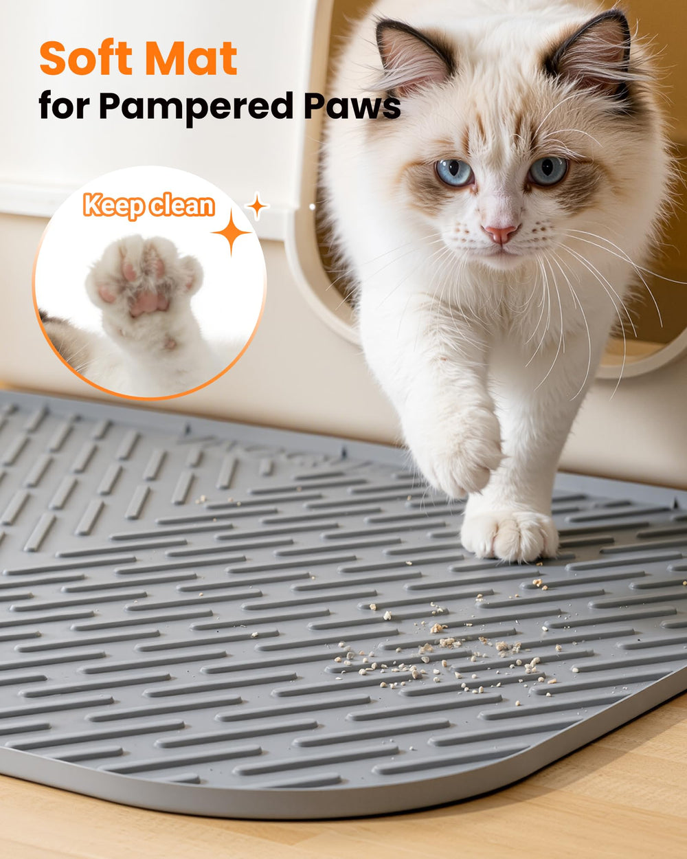 Vacqueen mat has a non-slip bottom that stays secure on tile or wood floors.
