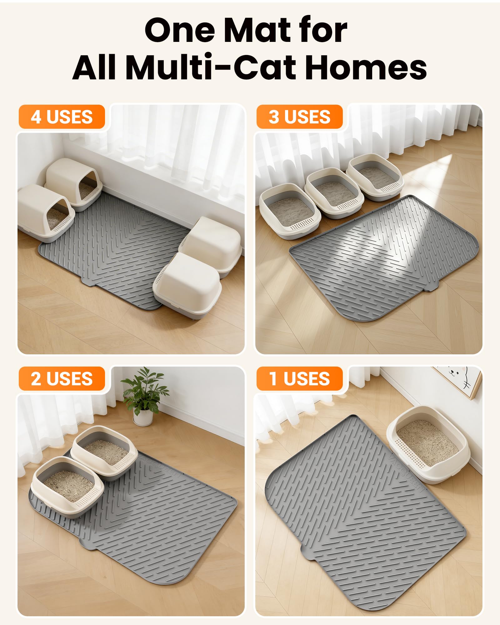 Soft silicone texture of Vacqueen mat is gentle on paws and folds back to shape.