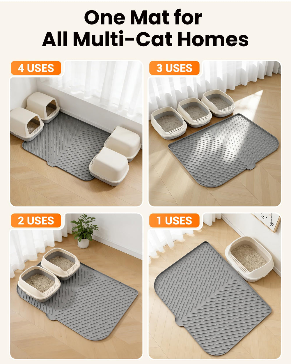 Soft silicone texture of Vacqueen mat is gentle on paws and folds back to shape.