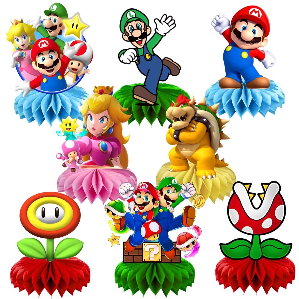 VAESCOL Mario table centerpiece 8pc, double-sided for lively party tables.