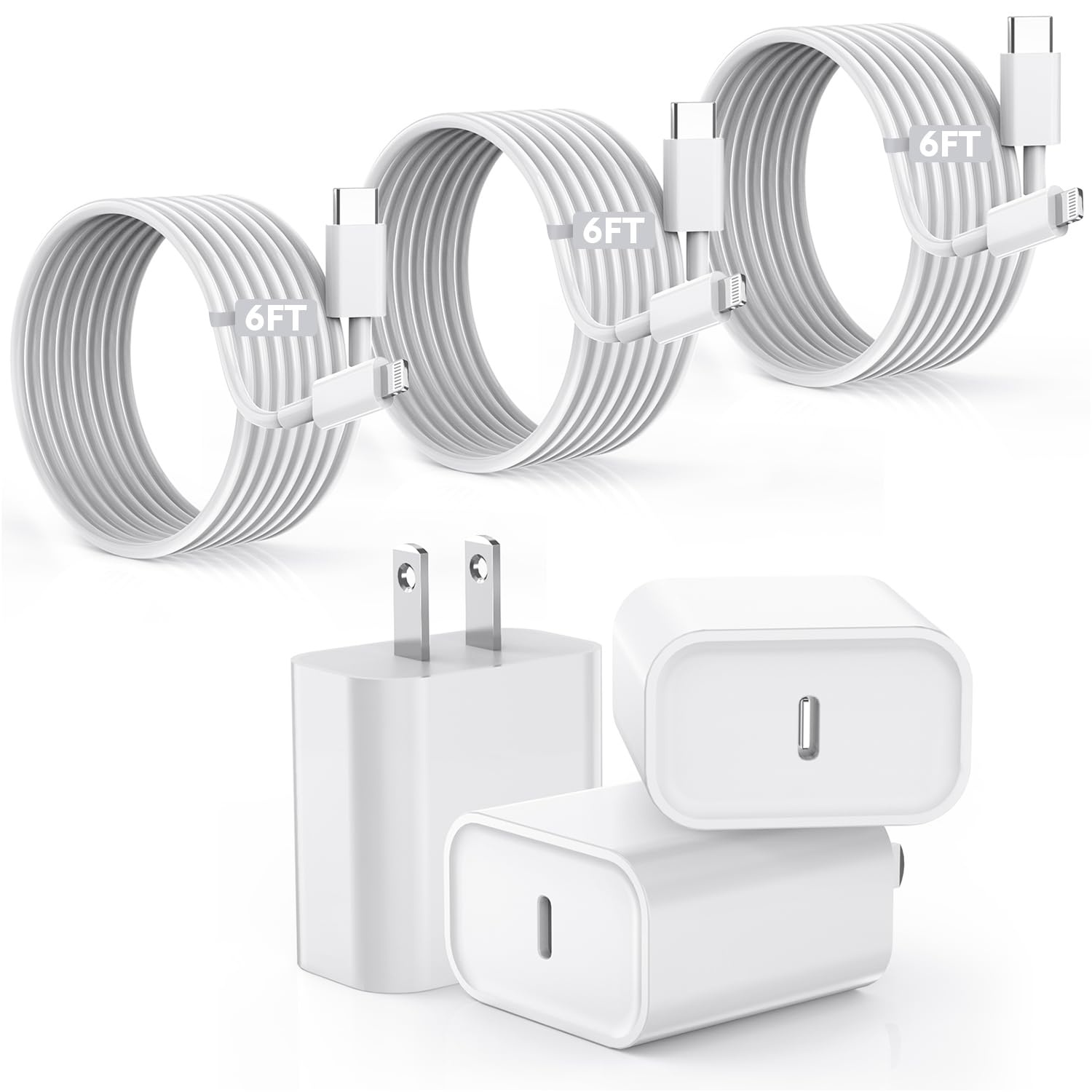 Vagavo fast charger with USB-C to Lightning cable, 6ft, ideal for quick iPhone top-ups.