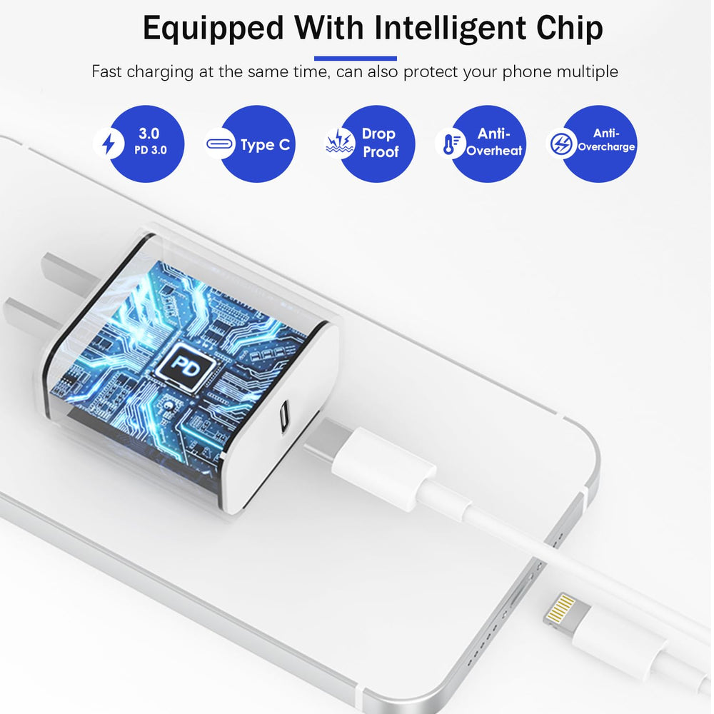 Vagavo USB-C to Lightning cable, 6ft, durable and tangle-free for home or travel.