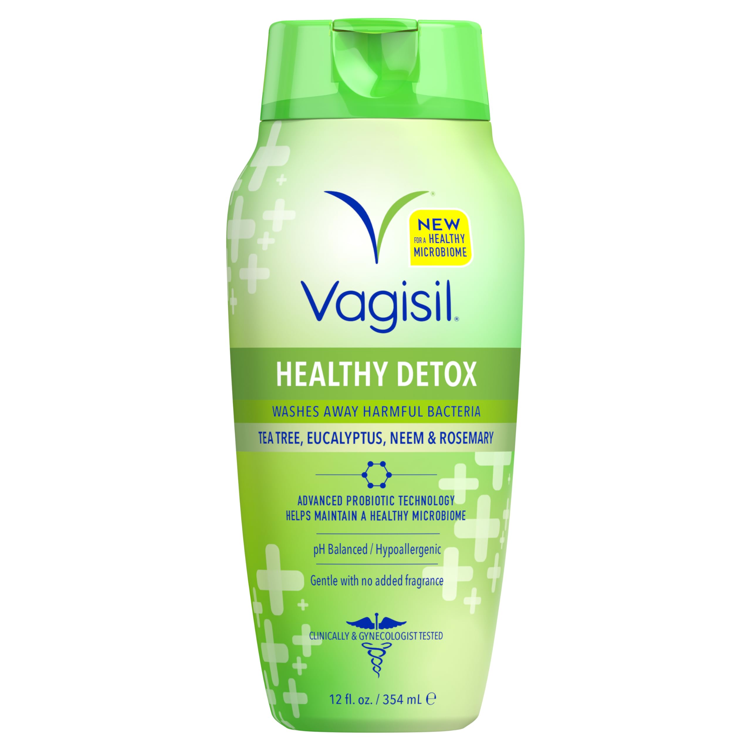 Vagisil Feminine Wash bottle shown for daily gentle cleansing of intimate skin.
