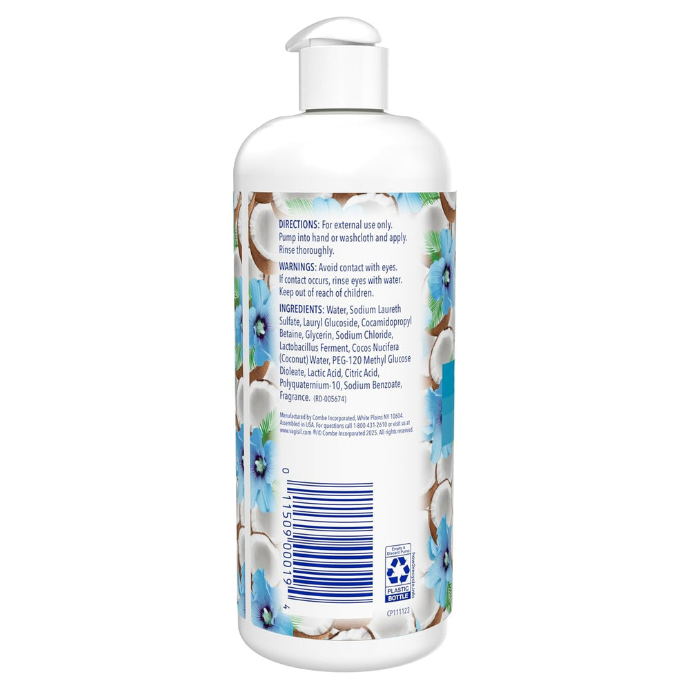 Vagisil coconut hibiscus in-shower use scene illustrating refreshing cleanse.
