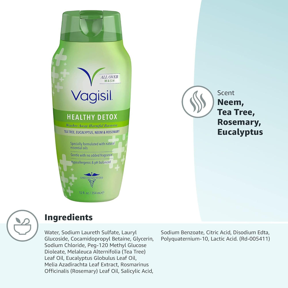 Vagisil gynecologist-tested badge highlights trusted care for intimate hygiene.