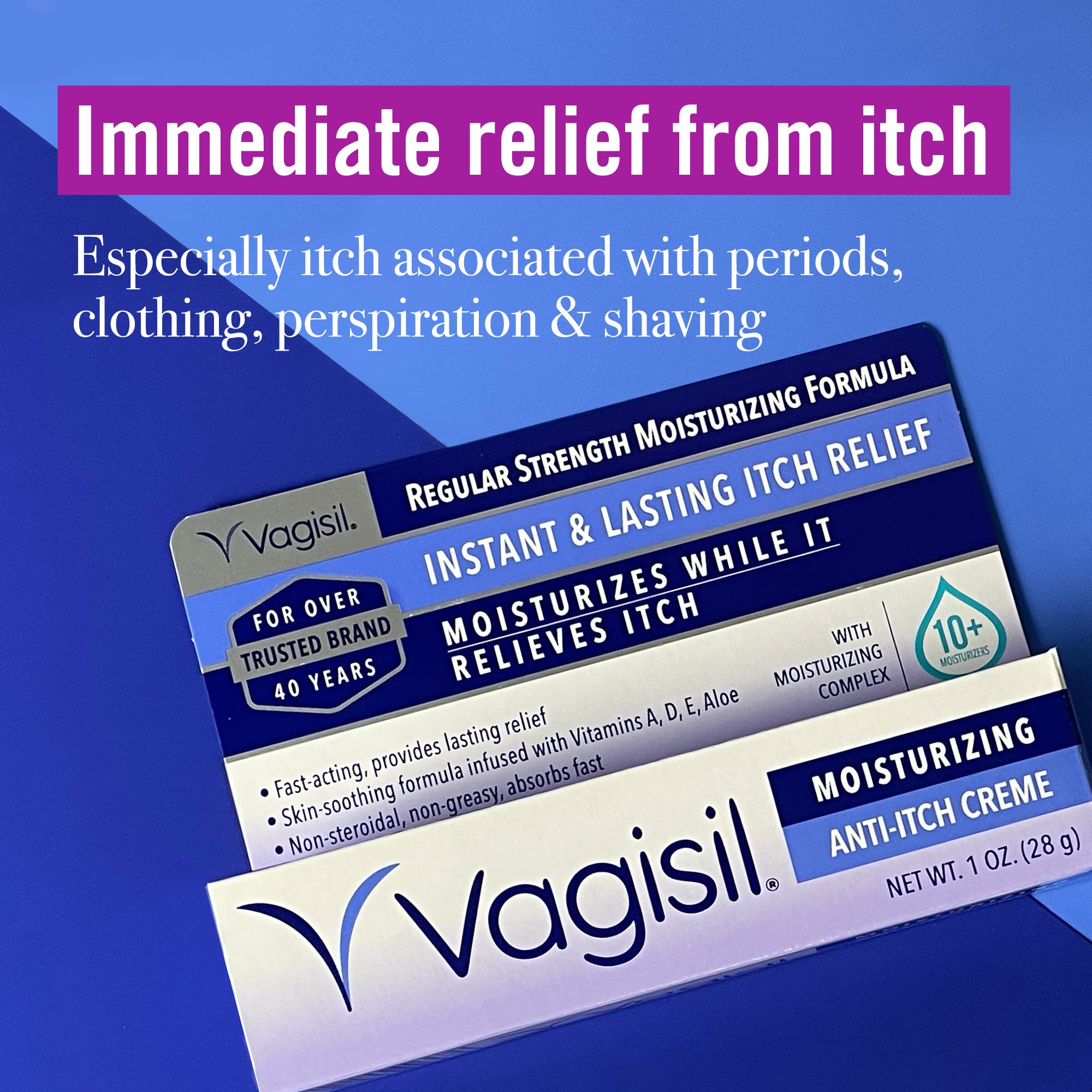 Vagisil packaging photo highlighting hypoallergenic formula for everyday itch relief