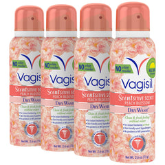 Vagisil Scentsitive Scents peach blossom can for fast refreshing on the go.