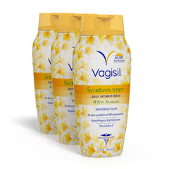 Vagisil White Jasmine wash: pack of 3 bottles for daily intimate hygiene.