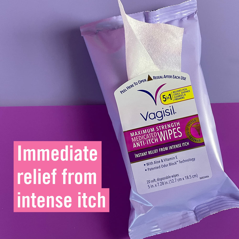Vagisil wipes on-the-go relief for itching and odor