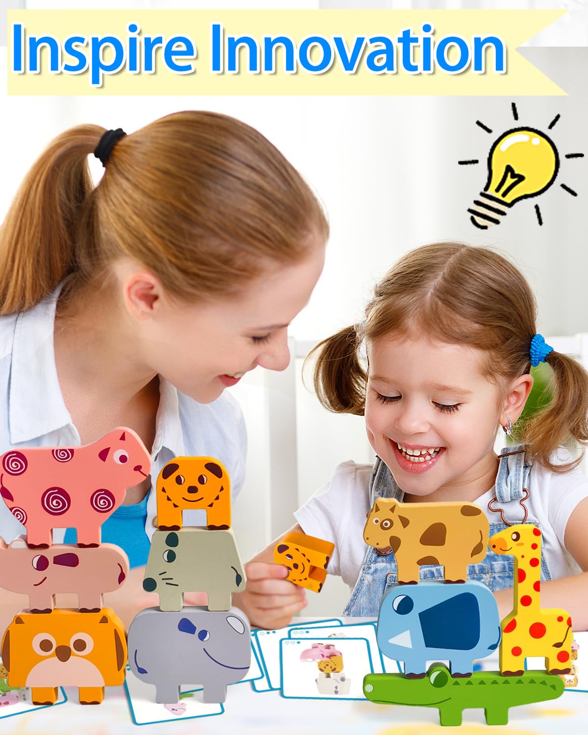Vaiheng wooden animal blocks: cow block for tactile stacking and pattern recognition.