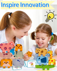 Vaiheng wooden animal blocks: cow block for tactile stacking and pattern recognition.