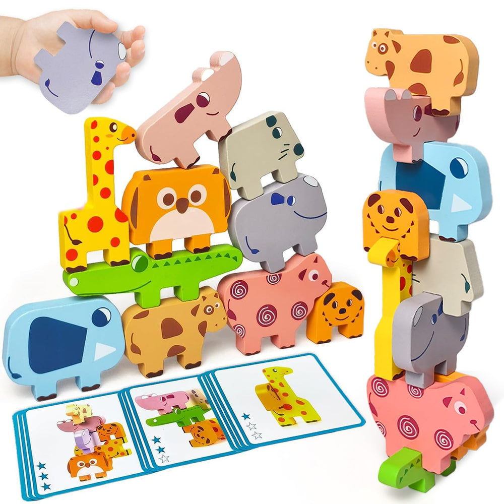 Vaiheng wooden animal blocks: giraffe block for stacking and color learning.