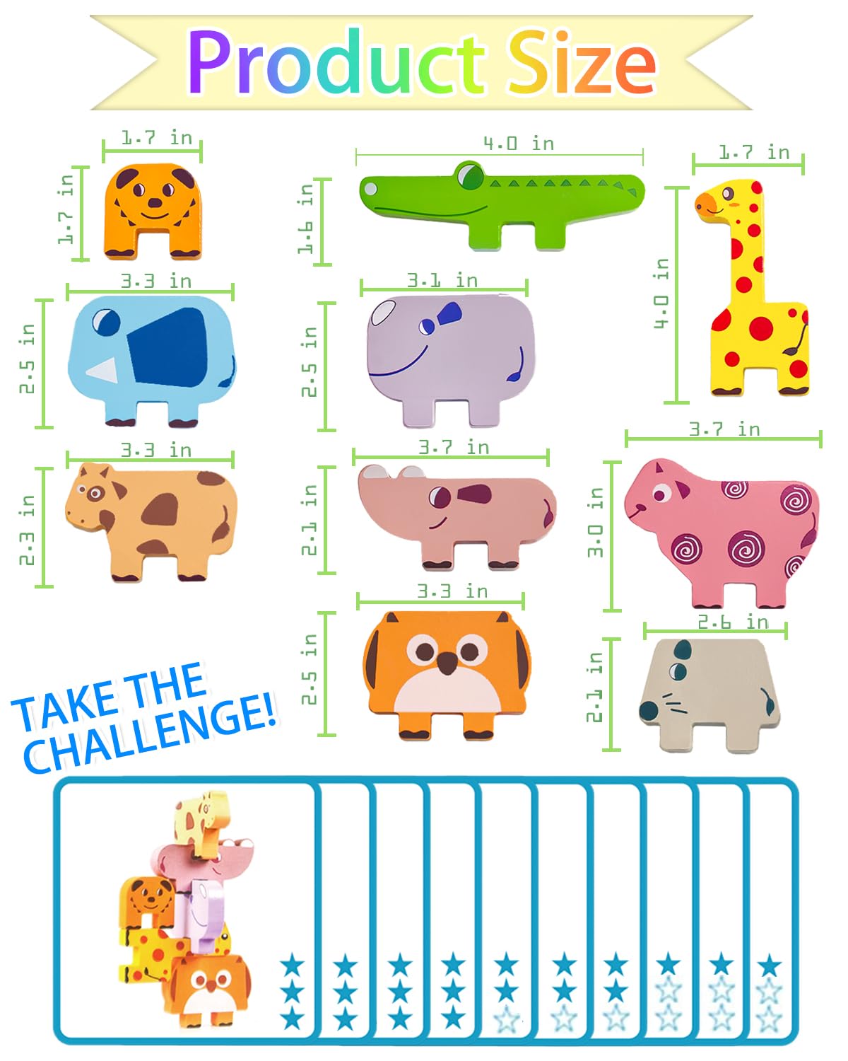 Vaiheng wooden animal blocks: rhino block for interactive learning and cooperative play.