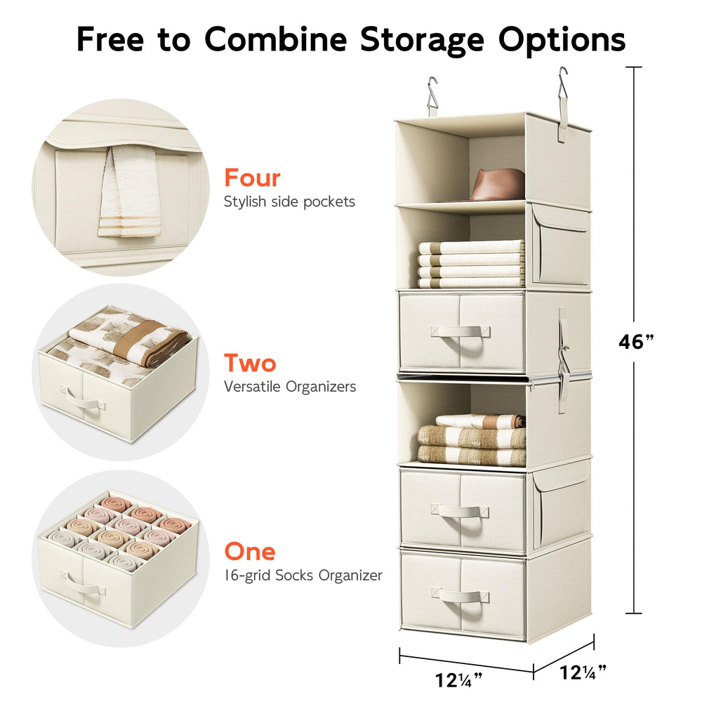 Vailando separable units adapt to closet height and space.