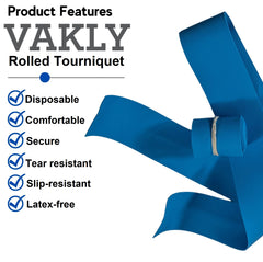 Vakly disposable tourniquet 1x18 blue, strong elastic for reliable compression.