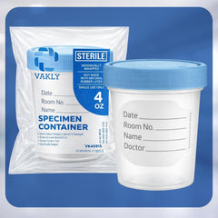 Vakly individually bagged specimen cups maintain cleanliness during collection