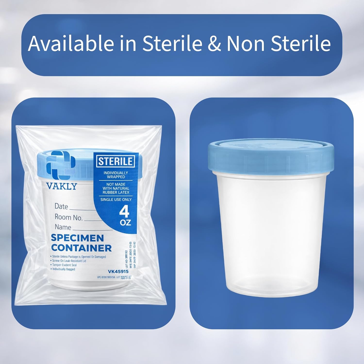 Vakly medical-grade polypropylene cups ensure safe, sterile handling