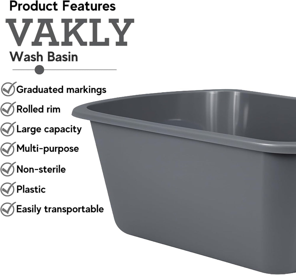 Vakly multipurpose basin for home, kitchen, and care tasks.