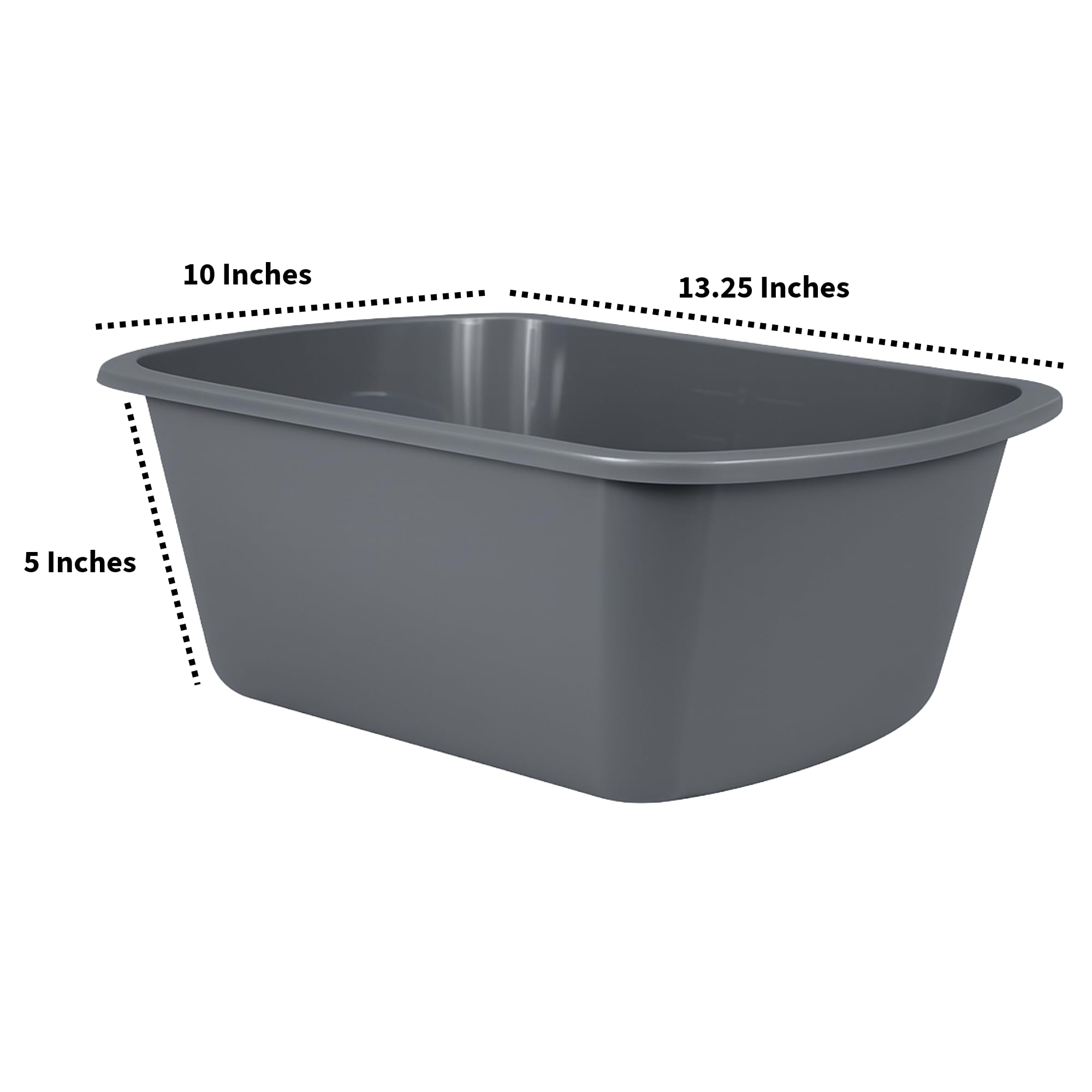 Vakly rectangular wash basin with rolled rim for secure handling.