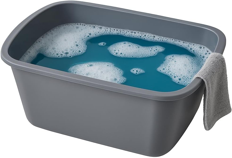 Vakly stackable wash basins save space and stay organized.