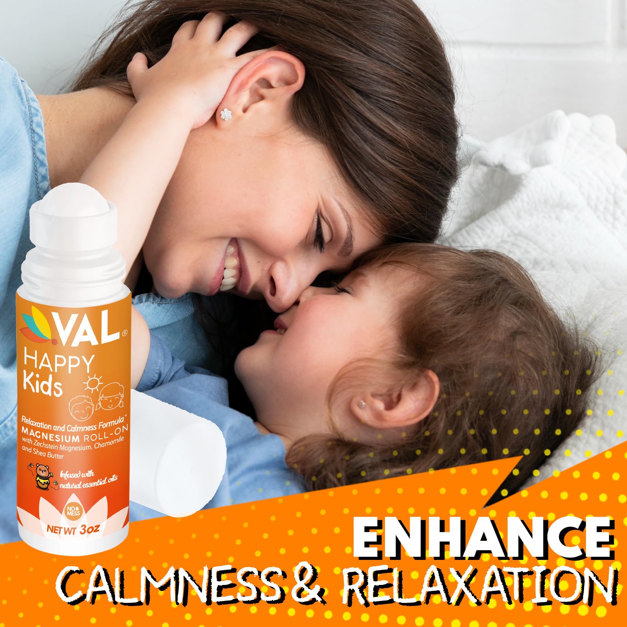 VAL Magnesium Roll-On bedtime routine; helps create a peaceful nighttime moment.
