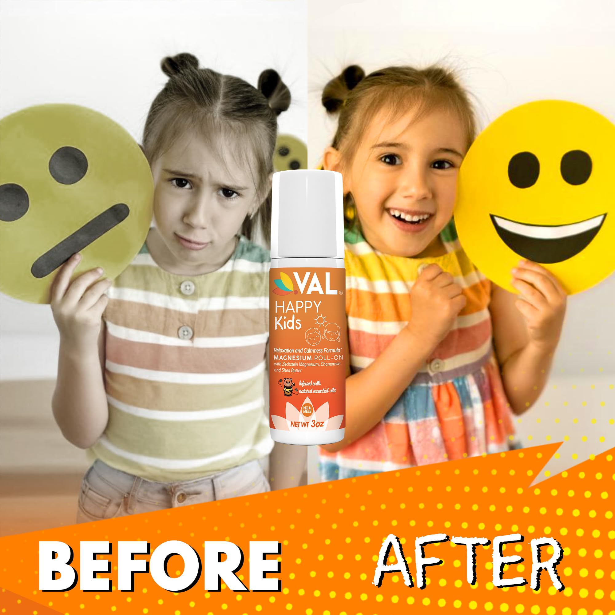 VAL Magnesium Roll-On for Kids applied to wrists; portable calm on the go.