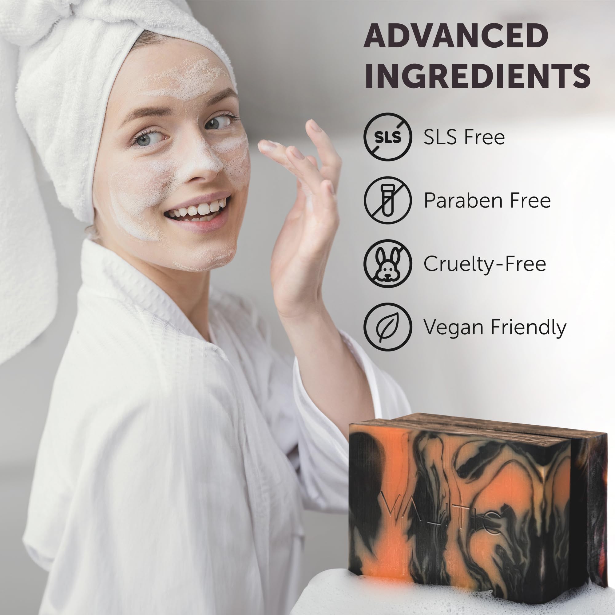 VALITIC charcoal bar shop display emphasizing vegan and cruelty-free skincare