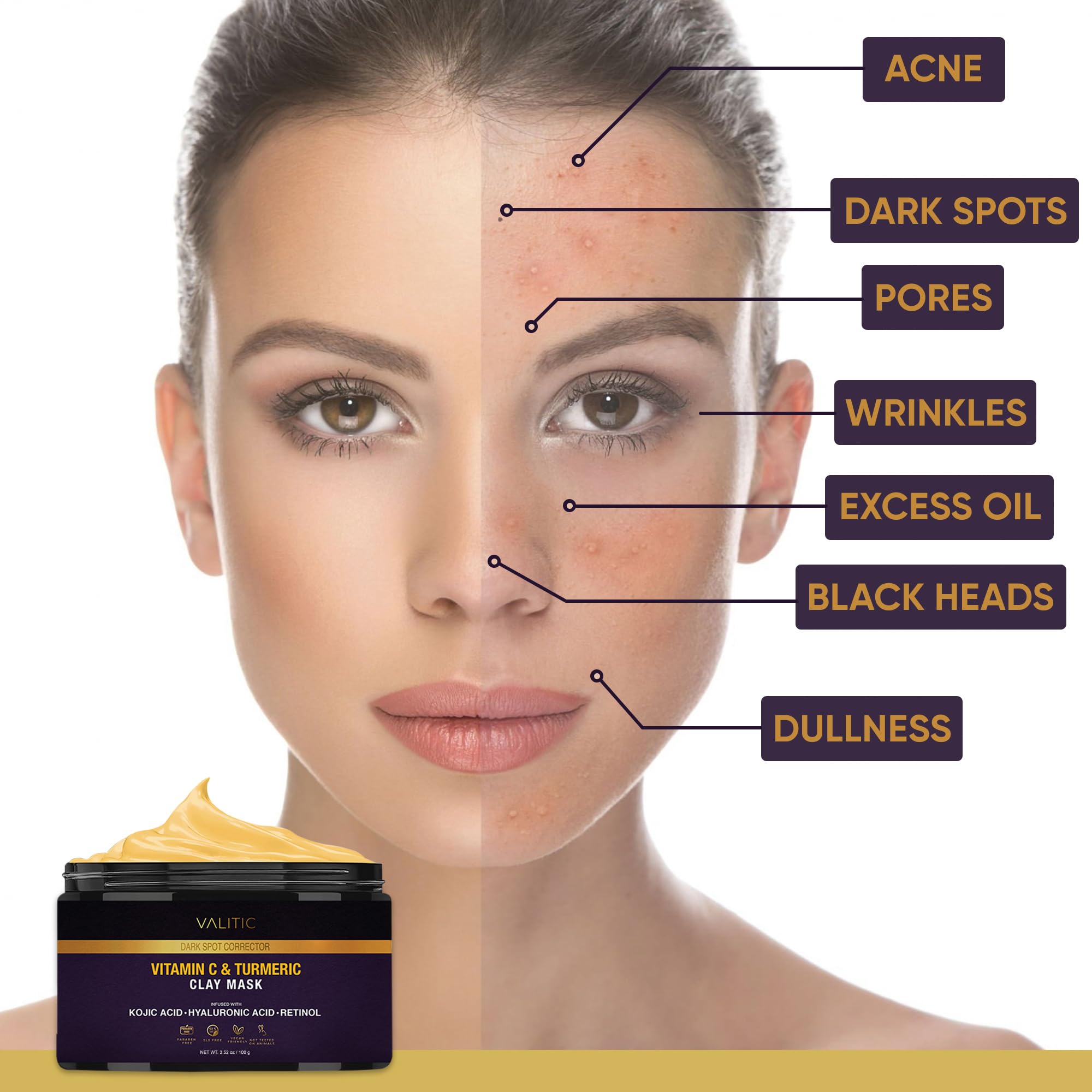 VALITIC mask delivers hydration and a radiant glow after use.