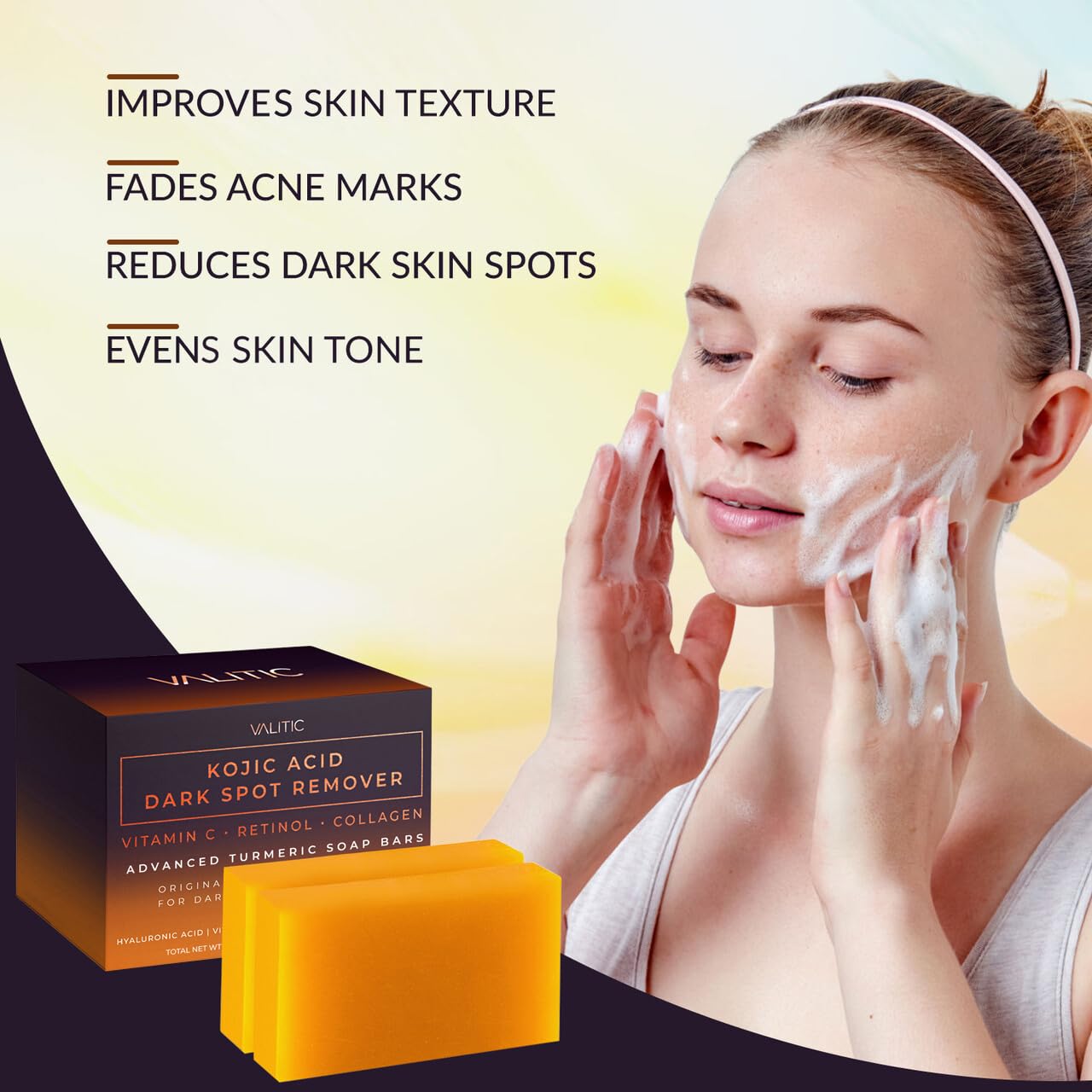 VALITIC hyaluronic acid and shea butter nourish skin.