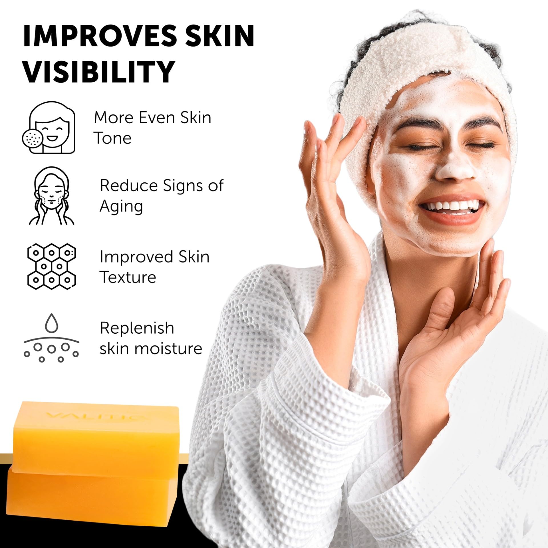 VALITIC Retinol and Collagen soap visual suggesting deep hydration and renewal.